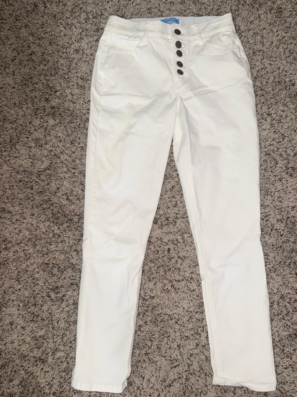 Draper James White Skinny Jeans with Button Fly